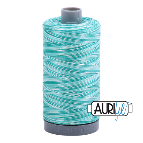 Turquoise Foam Variegated 4654 Aurifil 28wt Thread - 750M Spool 100% Cotton 2ply Italian Thread