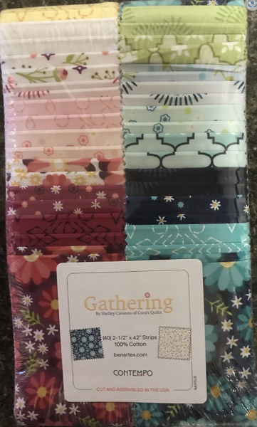 Gathering 40 x 2 1/2" Strips by Shelley Cavanna of Cora's Quilts