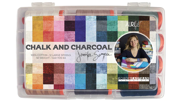 Chalk and Charcoal by Jennifer Sampou Aurifil Designer Collection of 12 Large (1300M) 50wt Spools