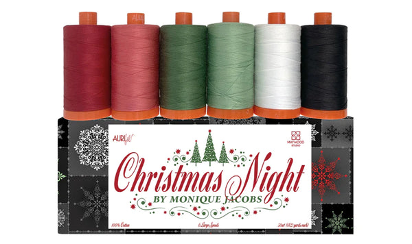 Christmas Night - Monique Jacobs Aurifil Collection of 6 Large (1300M) 50wt Spools