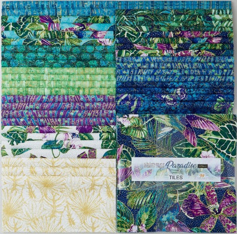 Shimmer Paradise - 42 x 10 inch Squares Pack by Deborah Edwards - TPARAD42-10