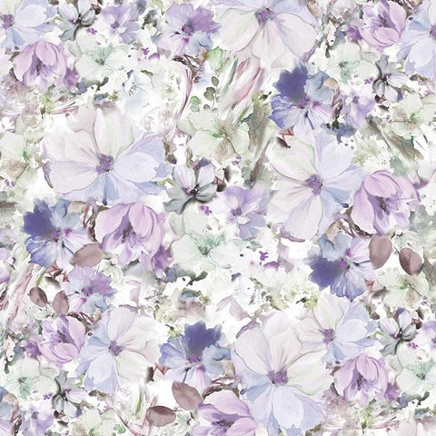 P&B Textiles Floral Arabesque Purple Print 108 inches wide  x 1.8 metre length - ARAW 4234 BV