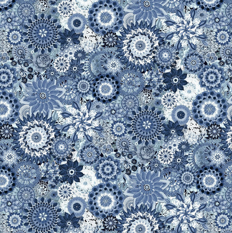 P&B Textiles Blue Floral Crochet 108" wide x 2.4 metres - 04774 B