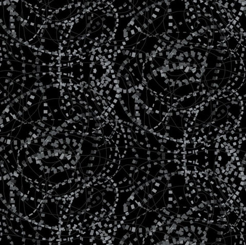 Studio E Tranquil 111 Flannel Black Swirling Geometric 108" wide x 1.8 metres # F7084-99
