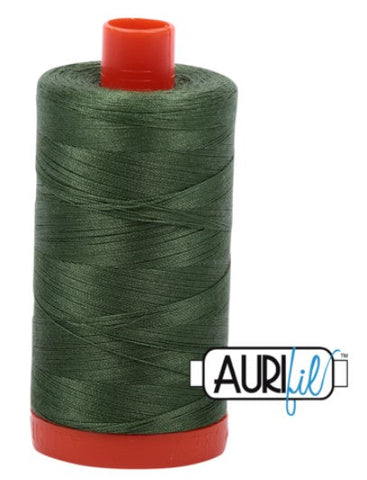 Very Dark Grass Green 2890 Aurifil 50wt Thread - 1300M Spool 100% Cotton 2ply Italian Thread