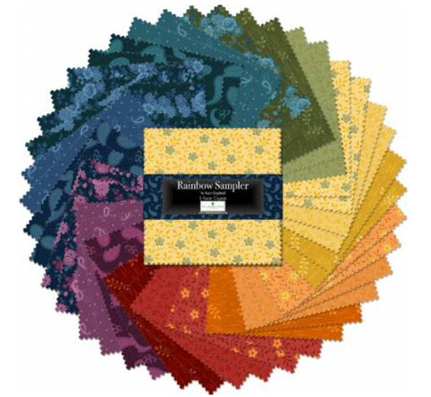 Rainbow Sampler - 42 x 10 inch Squares Pack by Kaye England - Reproductions