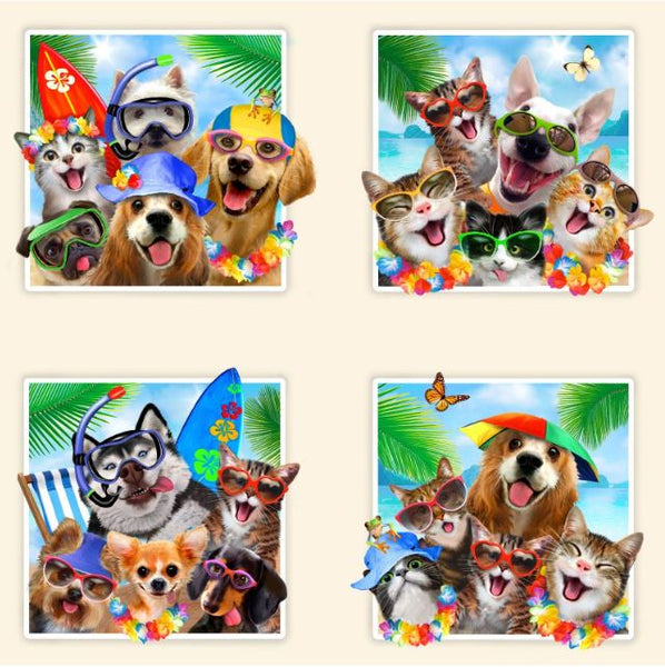 Cats and Dogs Beach Selfies 23" Panel