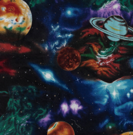 Stargazers 6075 Space Fabric on Black Background - Half Metre Lengths