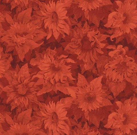 Flowers of the Sun Tone on Tone Red Sunflowers 79263 889 - Half Metre Lengths