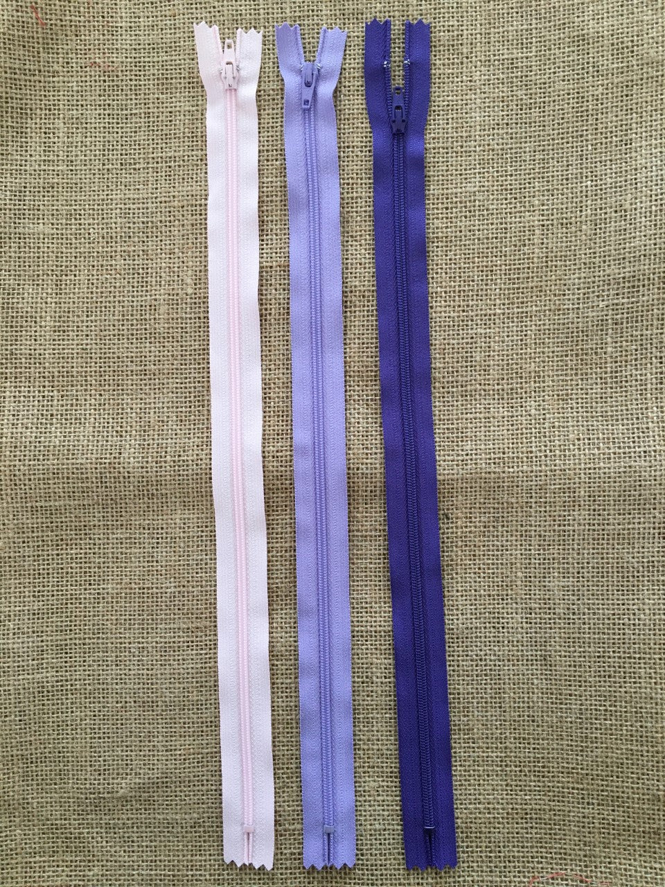 Pack of 3 YKK 14 inch (35.5 cms) Closed End Nylon Zips - Size 3 Pink, Lilac and Purple