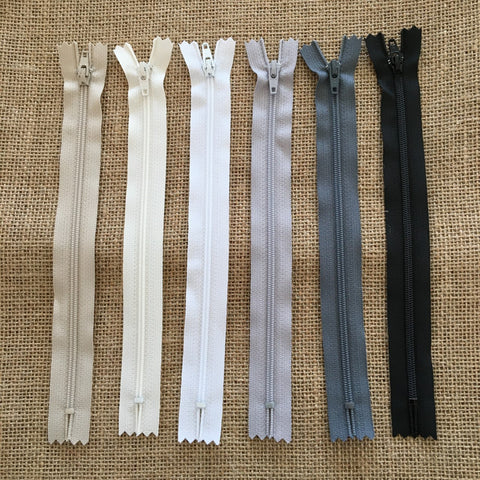 Pack of 6 YKK 8 inch (20 cms) Closed End Nylon Zips - Size 3