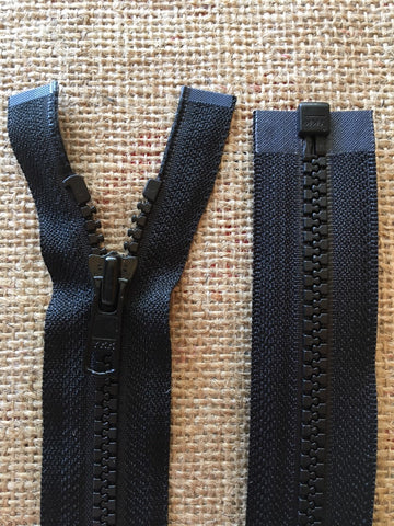 YKK 14 inch Size 5 Open Ended Molded Plastic Zip - Black