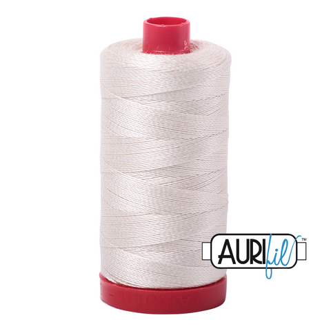 Silver White 2309 Aurifil 12wt Thread - 325M Spool 100% Cotton 2ply Italian Thread