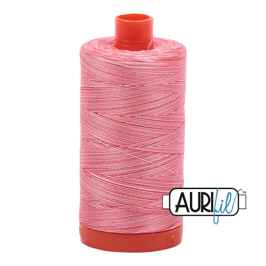 Flamingo Variegated 4250 Aurifil 50wt Thread - 1300M Spool 100% Cotton 2ply Italian Thread