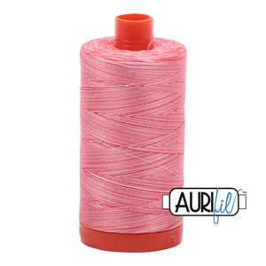 Flamingo Variegated 4250 Aurifil 50wt Thread - 1300M Spool 100% Cotton 2ply Italian Thread