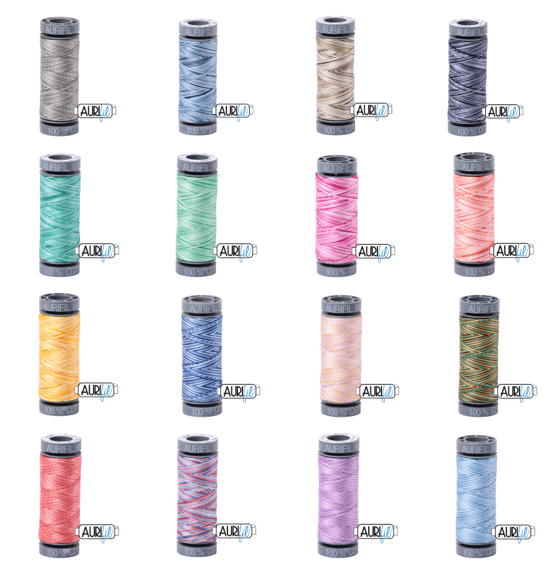 Aurifil 28wt 100% Cotton Thread Variegated Bundle 16 x 100M Spools Pack