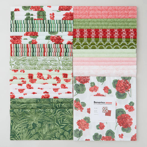 Betty's Geraniums - 42 x 10 inch Squares Pack by Jackie Robinson - BGR10PK