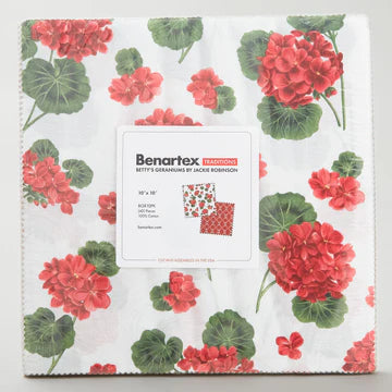 Betty's Geraniums - 42 x 10 inch Squares Pack by Jackie Robinson - BGR10PK