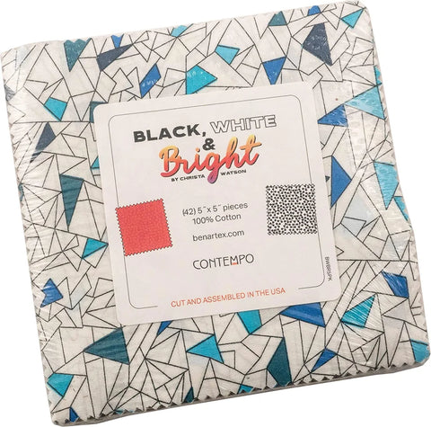 Black, White & Bright 5 inch Squares Pack by Christa Watson for Contempo Benartex