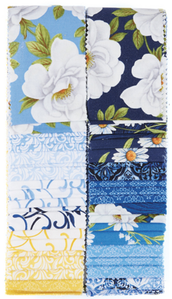 Blue & White Elegance 40 x 2 1/2 inch strips by Jackie Robinson of Animas Quilts