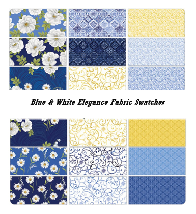 Blue & White Elegance 40 x 2 1/2 inch strips by Jackie Robinson of Animas Quilts