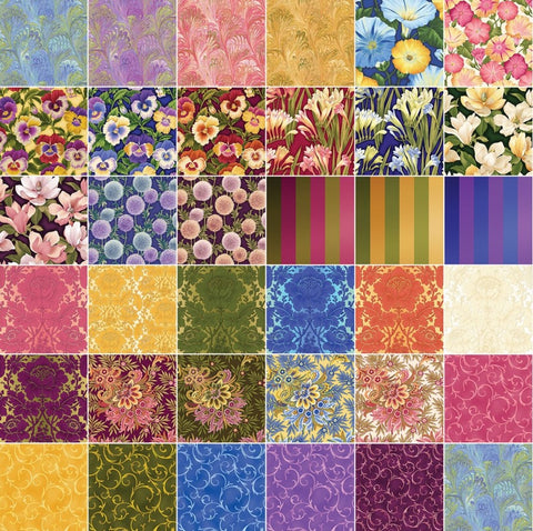 Flower Festival - 42 x 10 inch Squares Pack by Benartex Studio - FLF10PK