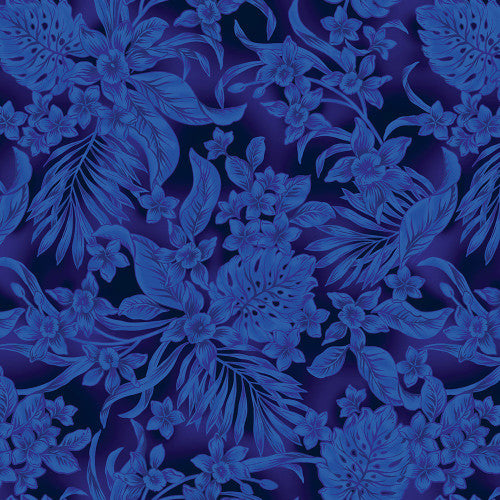 Benartex Oasis by Greta Lynn for Kanvas Studio in Indigo 108" wide x 2.4 metre length - 12907W-56