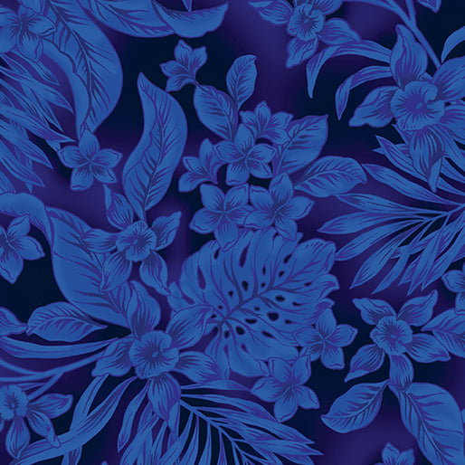 Benartex Oasis by Greta Lynn for Kanvas Studio in Indigo 108" wide x 2.4 metre length - 12907W-56