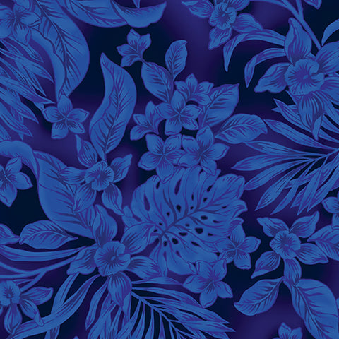 Benartex Oasis by Greta Lynn for Kanvas Studio in Indigo 108" wide x 2.4 metre length - 12907W-56