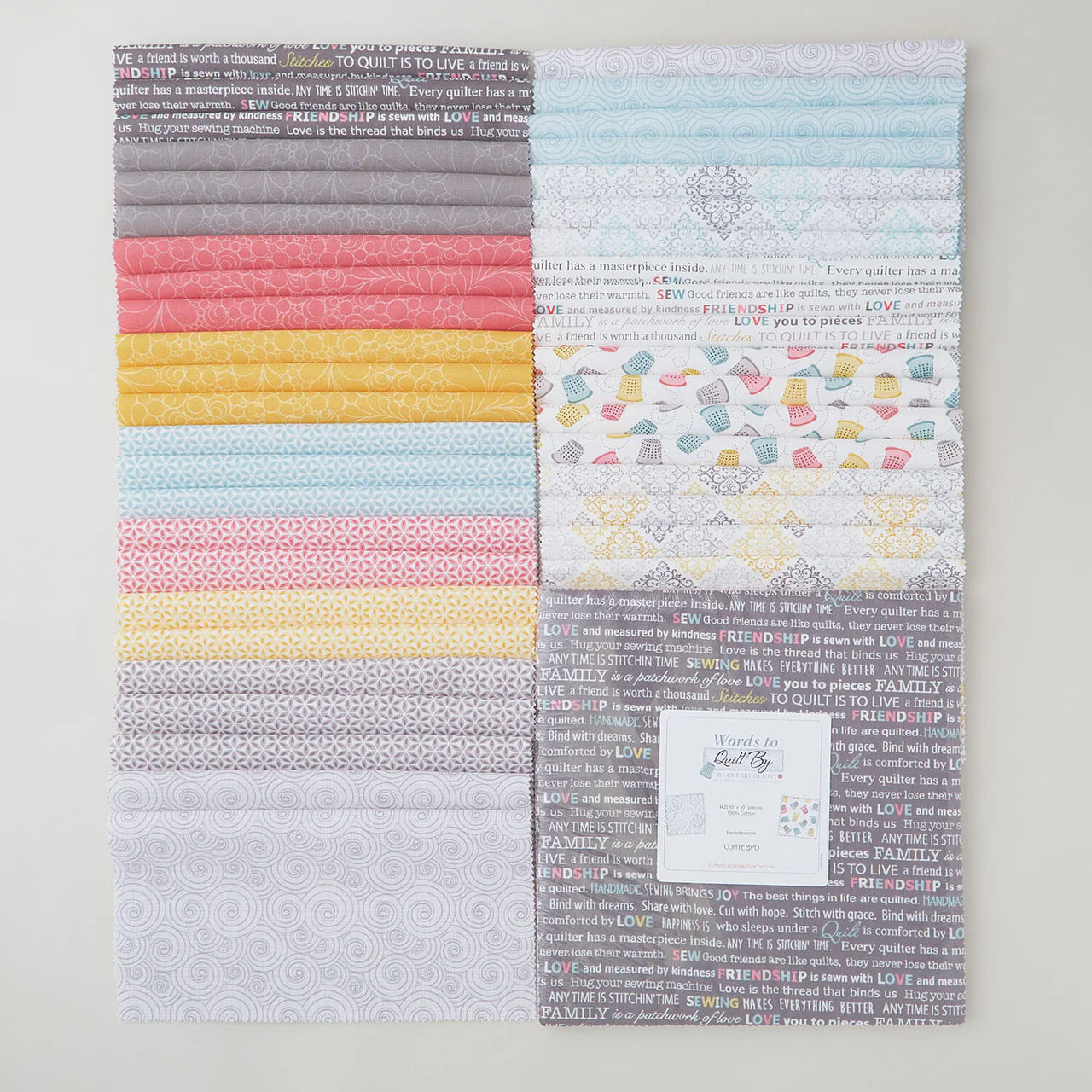 Words to Quilt By - 42 x 10 inch Squares Pack by Cherry Guidry - WOR10PK