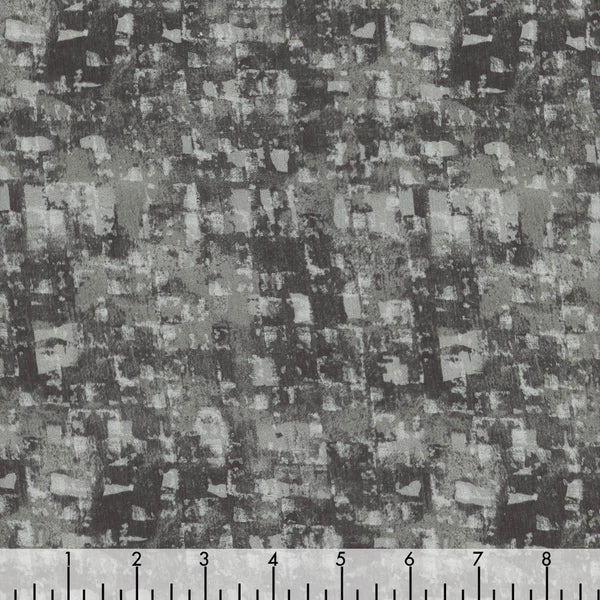 Glaze Charcoal Grey Abstract Squares by Satin Moon Designs 108" wide x 2.4 metre length - 3476-99