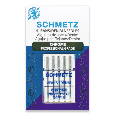 Schmetz Jeans Denim 100/16 Chrome Professional Grade Machine Needles 4012 - 5 Pack
