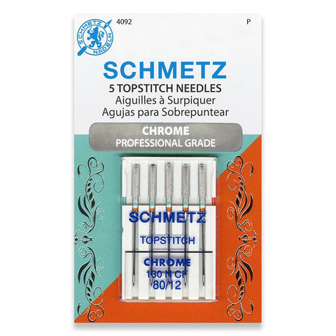 Schmetz Topstitch 80/12 Chrome Professional Grade Machine Needles 4092 - 5 Pack