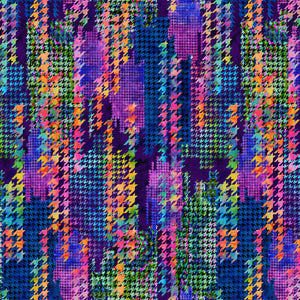 Henry Glass Royal Gemstone Houndstooth Kaleidoscope by Color Principle 108" wide x 2.1 metres #2537W-79