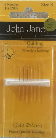 Quilting Needles Gold Plated Size 8 by John James - 6 Pack - JG12008