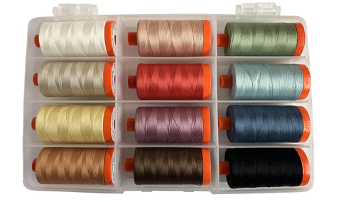 Chalk and Charcoal by Jennifer Sampou Aurifil Designer Collection of 12 Large (1300M) 50wt Spools