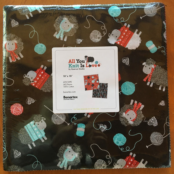 All You Knit is Love - 42 x 10 inch Squares Pack by Kanvas Studio - AYK10PK