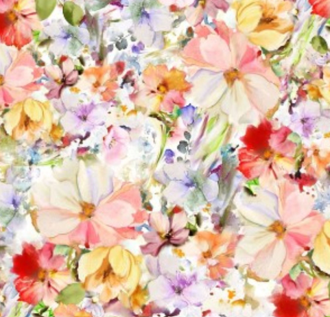 P&B Textiles Floral Arabesque Multi Print 108 inches wide  x 1.8 metre length - ARAW 4234 MU