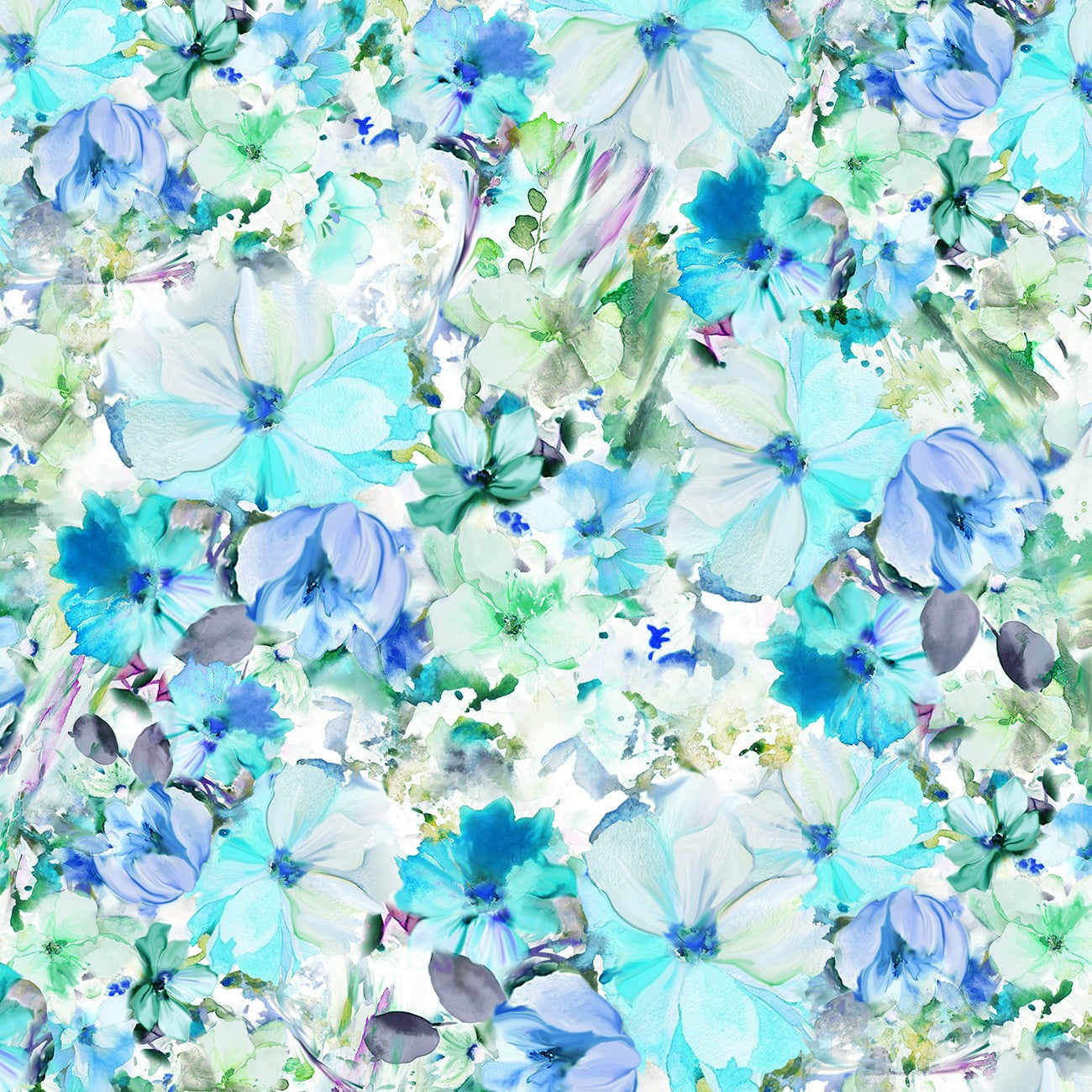 P&B Textiles Floral Arabesque Blue Print 108 inches wide  x 1.8 metre length - ARAW 4234 T