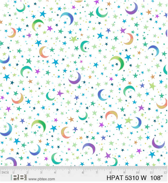 P&B Hootie Patootie Mystical Nights White Background 108" wide x 2.1 metres - 5310 W