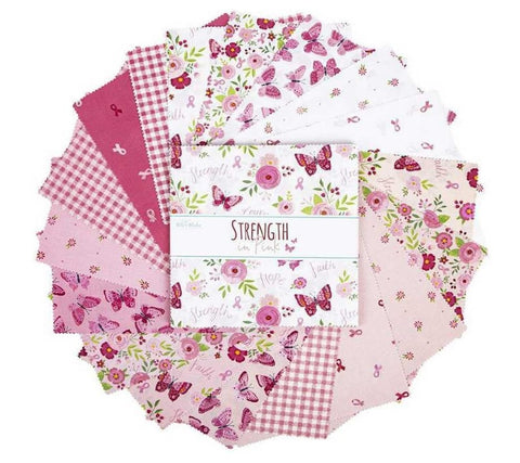 Strength in Pink 10 inch Squares Stacker by Riley Blake Designs - 10-12620-42