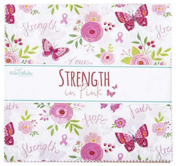 Strength in Pink 10 inch Squares Stacker by Riley Blake Designs - 10-12620-42