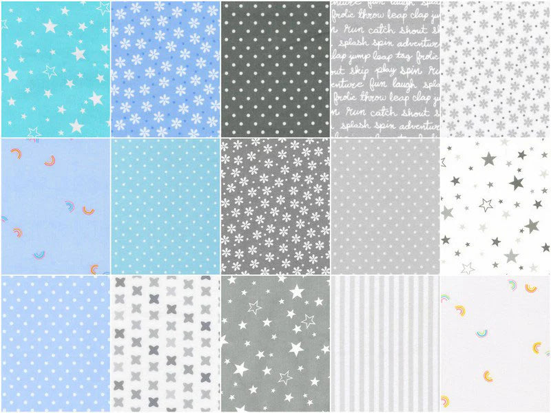 Cozy Cotton Flannel 42 x 10" Squares Blue Skies Colorstory - Robert Kaufman