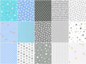 Cozy Cotton Flannel 42 x 10" Squares Blue Skies Colorstory - Robert Kaufman