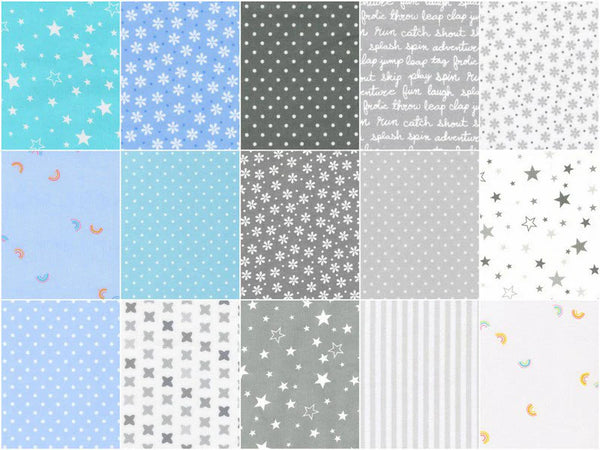 Cozy Cotton Flannel 42 x 10" Squares Blue Skies Colorstory - Robert Kaufman