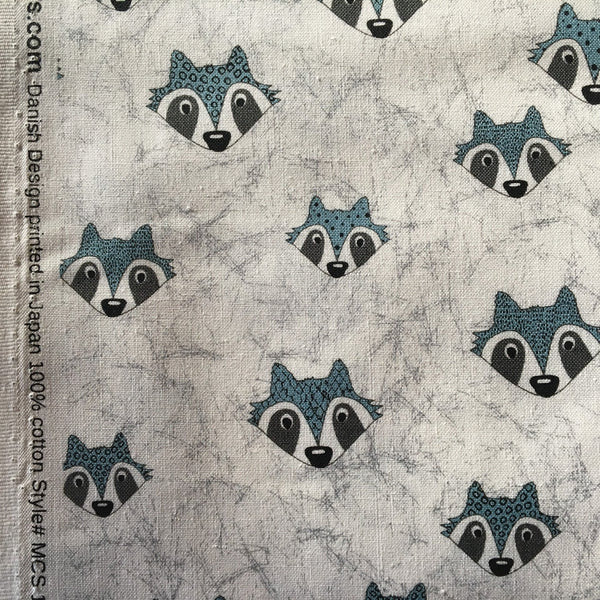 Rocky Raccoon Faces on a Natural White Background - 4500 918 - Half Metre Lengths