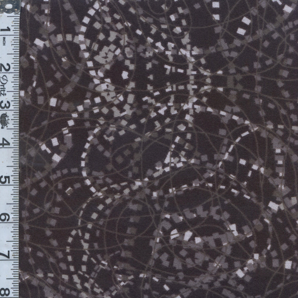 Studio E Tranquil 111 Flannel Black Swirling Geometric 108" wide x 2.4 metres # F7084-99