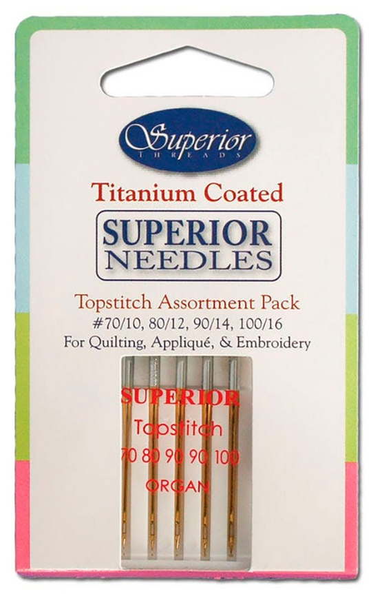 Superior Titanium-coated Topstitch Assortment 5 Pack Machine Needles