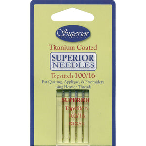 Superior Titanium-coated Topstitch # 100/16 Machine Needles - 5 Pack