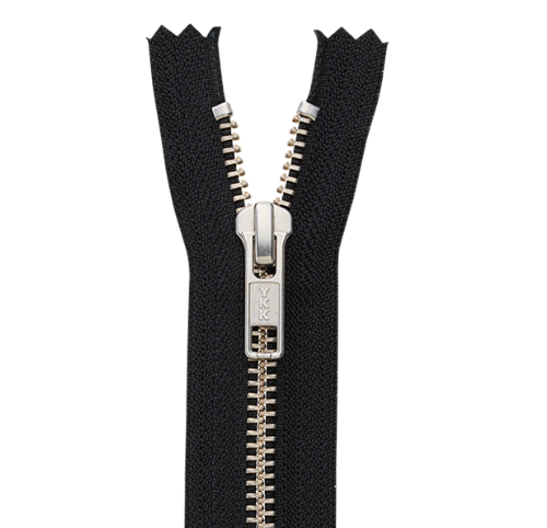 YKK 12 inches (30.5 cms) Size 5 Silver Aluminium Metal Closed End Zip - Black #580
